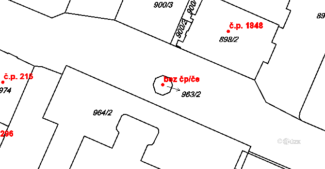 Děčín 47229781 na parcele st. 963/2 v KÚ Podmokly, Katastrální mapa