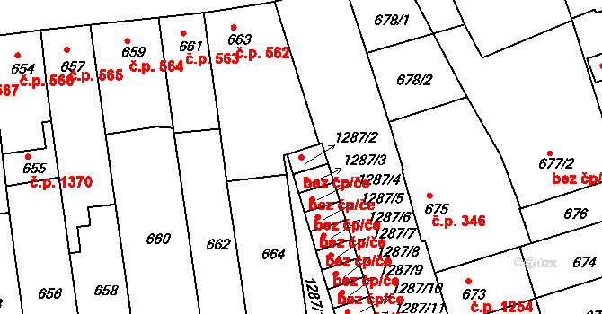 Roudnice nad Labem 47620781 na parcele st. 1287/2 v KÚ Roudnice nad Labem, Katastrální mapa