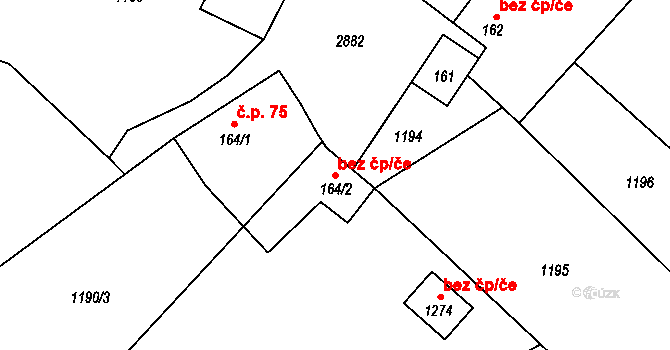 Dolní Bečva 47828781 na parcele st. 164/2 v KÚ Dolní Bečva, Katastrální mapa