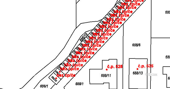 Holešov 48022781 na parcele st. 686/9 v KÚ Všetuly, Katastrální mapa
