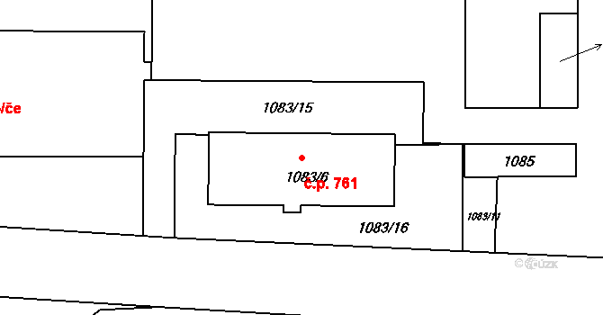 České Budějovice 4 761, České Budějovice na parcele st. 1083/6 v KÚ České Budějovice 4, Katastrální mapa