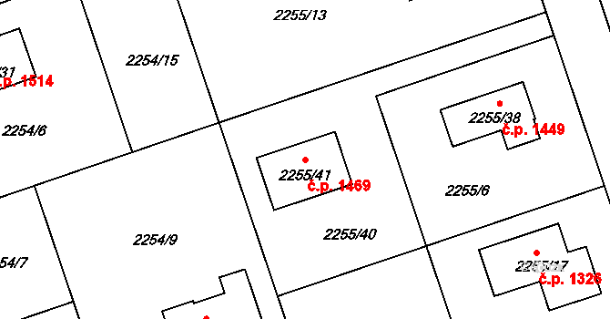 Kylešovice 1469, Opava na parcele st. 2255/41 v KÚ Kylešovice, Katastrální mapa