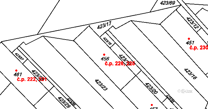 Prachovice 225,226 na parcele st. 456 v KÚ Prachovice, Katastrální mapa