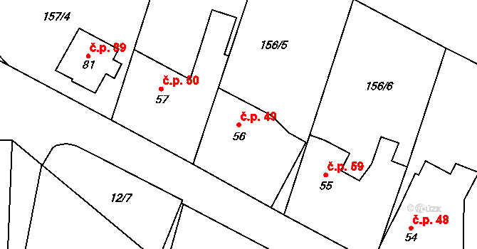Škrovád 49, Slatiňany na parcele st. 56 v KÚ Škrovád, Katastrální mapa