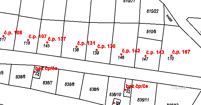 Olovnice 130 na parcele st. 139 v KÚ Olovnice, Katastrální mapa