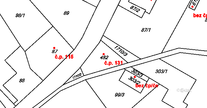 Lipová 131 na parcele st. 482 v KÚ Lipová u Šluknova, Katastrální mapa