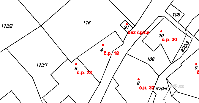 Štipoklasy 18, Plánice na parcele st. 4 v KÚ Štipoklasy u Lovčic, Katastrální mapa