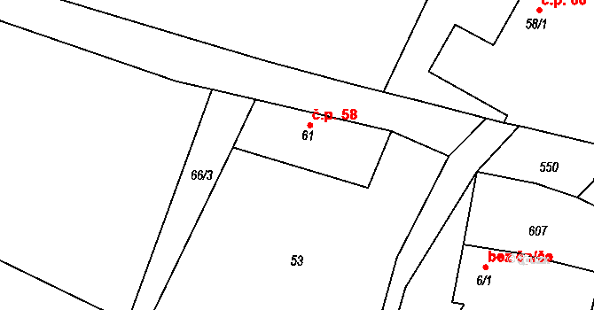 Hoděšovice 58, Býšť na parcele st. 61 v KÚ Hoděšovice, Katastrální mapa