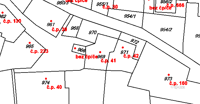 Velké Opatovice 41 na parcele st. 969 v KÚ Velké Opatovice, Katastrální mapa