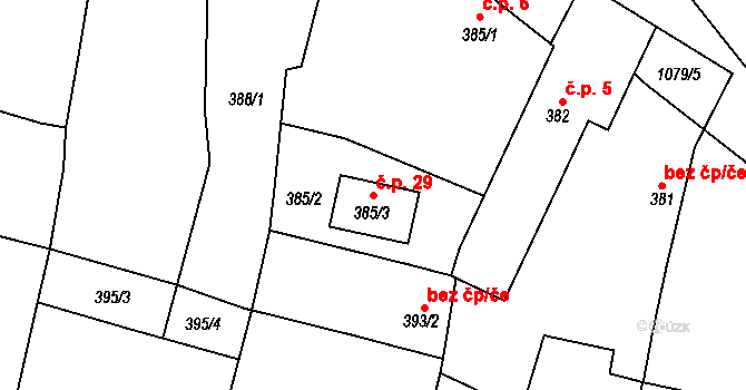 Mašovice 29, Meclov na parcele st. 385/3 v KÚ Mašovice u Meclova, Katastrální mapa