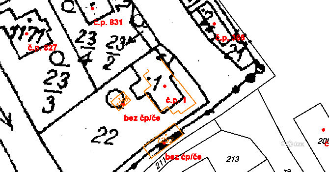 Libina 1 na parcele st. 7023 v KÚ Horní Libina, Katastrální mapa