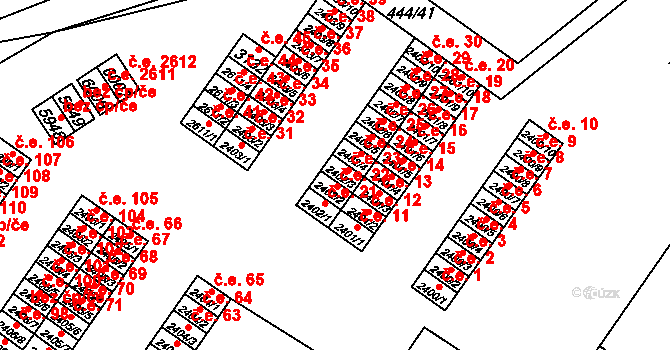 Žatec 23 na parcele st. 2402/3 v KÚ Žatec, Katastrální mapa