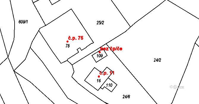 Milíkov 94152781 na parcele st. 109 v KÚ Mokřina, Katastrální mapa