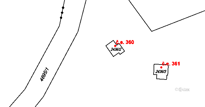 Chotěboř 360 na parcele st. 2436/2 v KÚ Chotěboř, Katastrální mapa