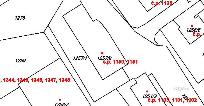 Rychnov nad Kněžnou 1150,1151 na parcele st. 1257/8 v KÚ Rychnov nad Kněžnou, Katastrální mapa