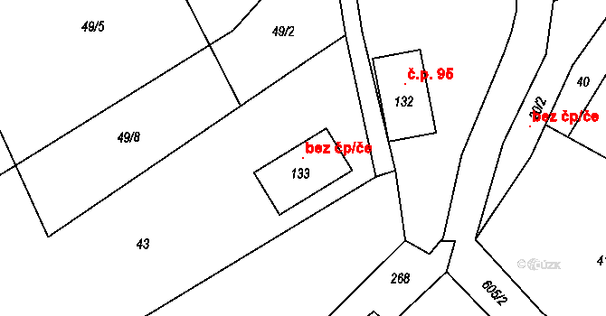 Olbramovice 98454781 na parcele st. 133 v KÚ Tomice u Votic, Katastrální mapa