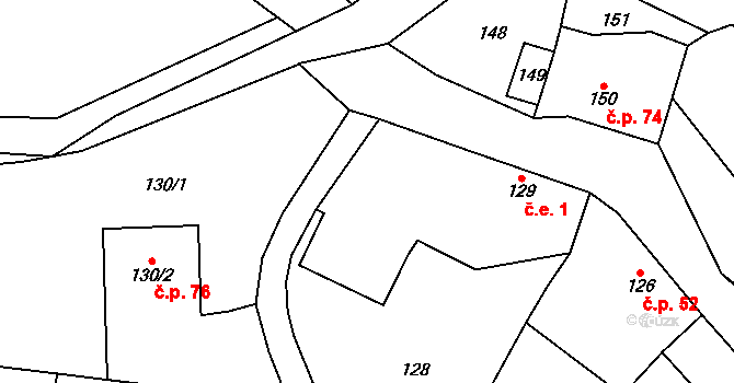 Šišma 1 na parcele st. 129 v KÚ Šišma, Katastrální mapa