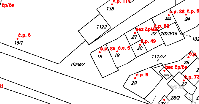 Černuc 85 na parcele st. 18 v KÚ Černuc, Katastrální mapa