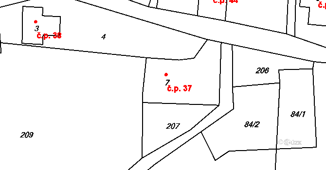 Horní Světlá 37, Mařenice na parcele st. 7 v KÚ Horní Světlá pod Luží, Katastrální mapa