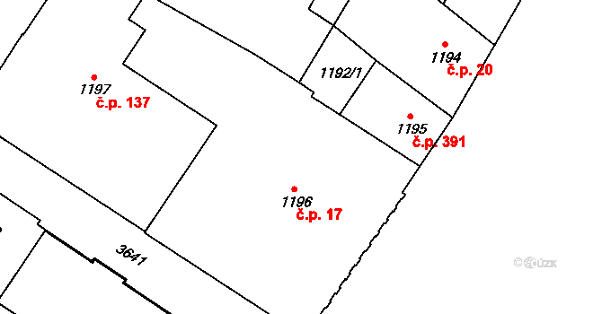 Vyškov-Město 407, Vyškov na parcele st. 1196 v KÚ Vyškov, Katastrální mapa