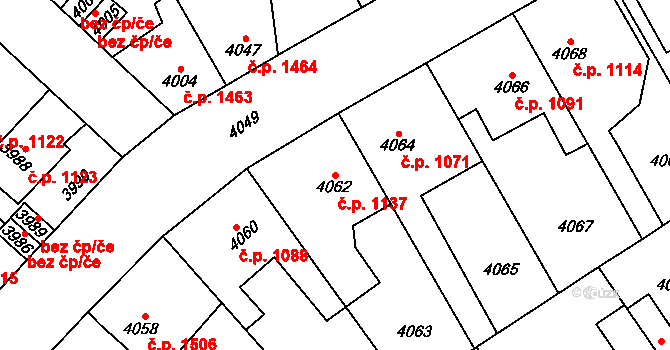 Kročehlavy 1137, Kladno na parcele st. 4062 v KÚ Kročehlavy, Katastrální mapa