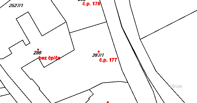 Cvikov II 177, Cvikov na parcele st. 287/1 v KÚ Cvikov, Katastrální mapa