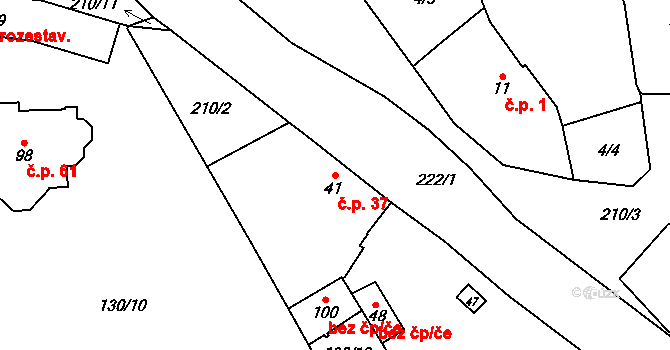 Nučničky 37, Travčice na parcele st. 41 v KÚ Nučničky, Katastrální mapa