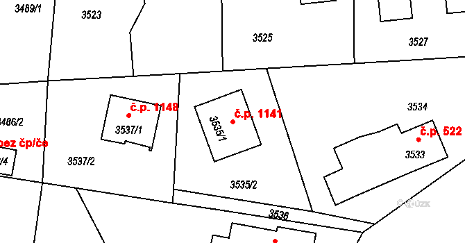 Lutyně 1141, Orlová na parcele st. 3535/1 v KÚ Horní Lutyně, Katastrální mapa