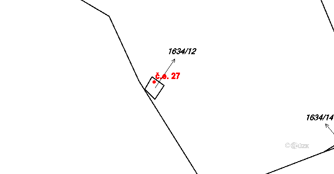 Doubravice 2.díl 27, Vranov na parcele st. 1634/12 v KÚ Vranov u Čerčan, Katastrální mapa