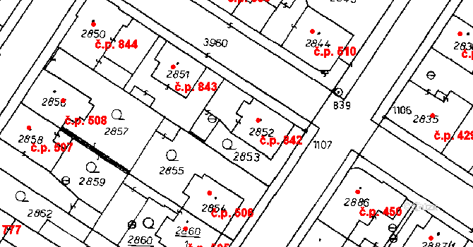 Poděbrady III 842, Poděbrady na parcele st. 2852 v KÚ Poděbrady, Katastrální mapa