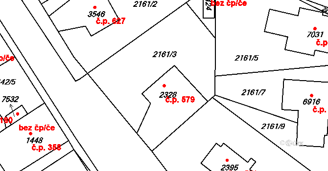 Chrudim II 579, Chrudim na parcele st. 2328 v KÚ Chrudim, Katastrální mapa