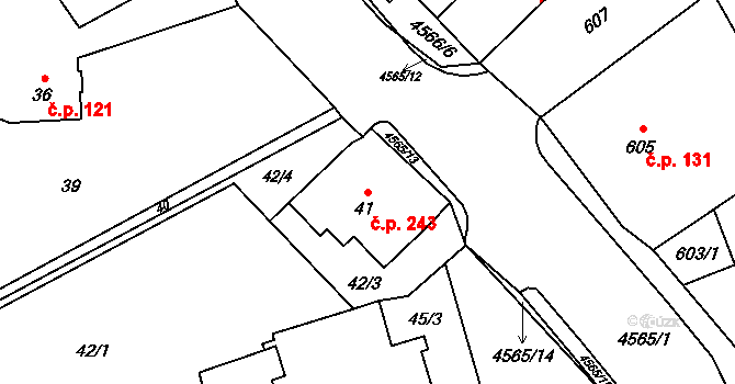 Vendryně 243 na parcele st. 41 v KÚ Vendryně, Katastrální mapa