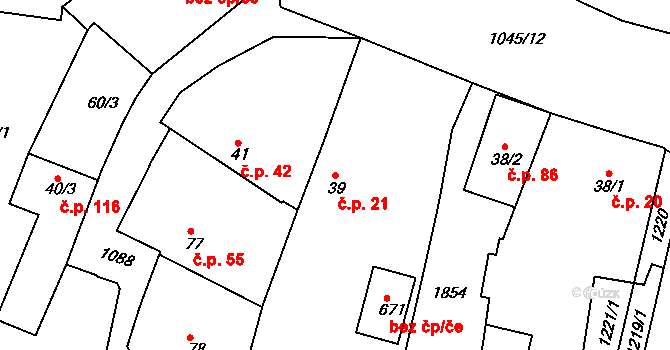 Staňkov II 21, Staňkov na parcele st. 39 v KÚ Staňkov-ves, Katastrální mapa