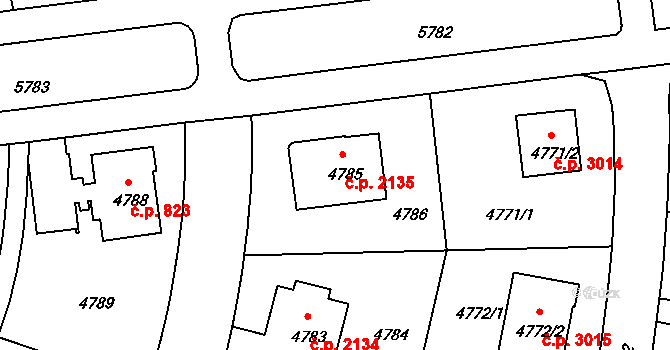 Záběhlice 2135, Praha na parcele st. 4785 v KÚ Záběhlice, Katastrální mapa