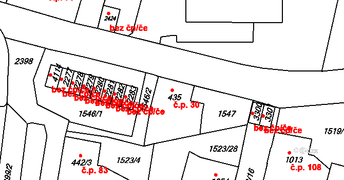 Kryblice 30, Trutnov na parcele st. 435 v KÚ Trutnov, Katastrální mapa