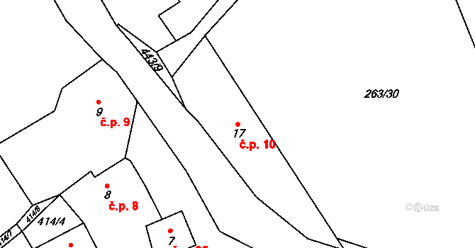 Chvalšovice 10, Dřešín na parcele st. 17 v KÚ Chvalšovice, Katastrální mapa
