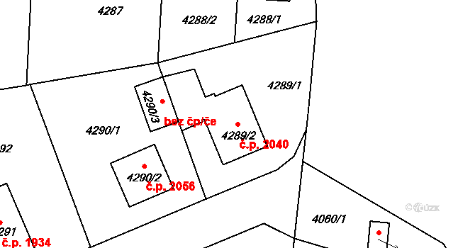 Česká Lípa 2040 na parcele st. 4289/2 v KÚ Česká Lípa, Katastrální mapa