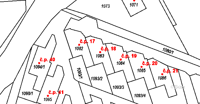 Sobotice 18, Český Dub na parcele st. 1083 v KÚ Český Dub, Katastrální mapa