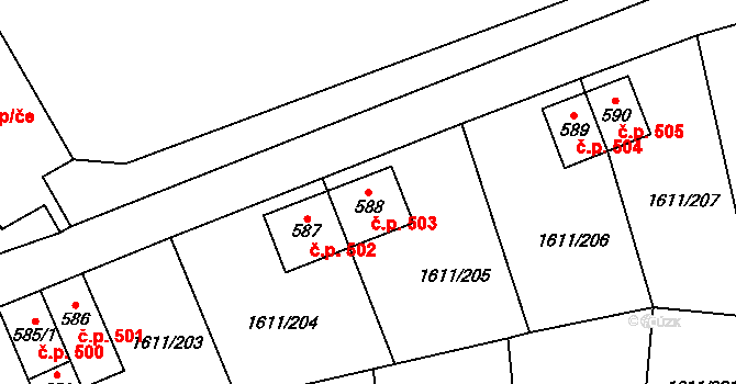 Rotava 503 na parcele st. 588 v KÚ Rotava, Katastrální mapa