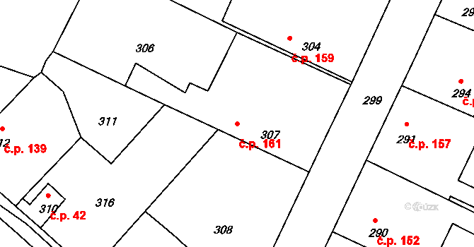 Velké Chvalovice 161, Pečky na parcele st. 307 v KÚ Velké Chvalovice, Katastrální mapa