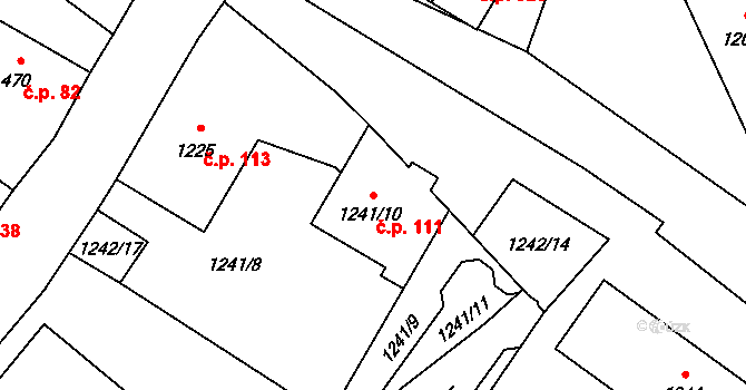 Vrbno pod Pradědem 111 na parcele st. 1241/10 v KÚ Vrbno pod Pradědem, Katastrální mapa