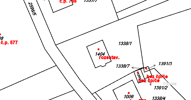 Tlumačov 873 na parcele st. 1404 v KÚ Tlumačov na Moravě, Katastrální mapa