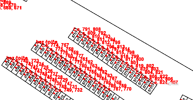 Příluky 796,813, Zlín na parcele st. 571/6 v KÚ Příluky u Zlína, Katastrální mapa