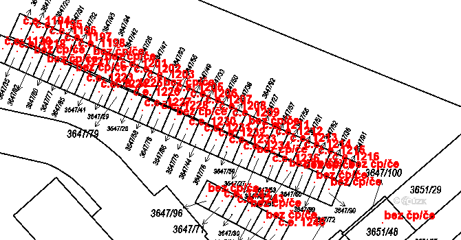 Znojmo 1209 na parcele st. 3647/38 v KÚ Znojmo-město, Katastrální mapa