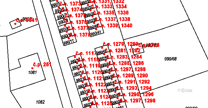 Děčín III-Staré Město 1281,1282, Děčín na parcele st. 990/43 v KÚ Děčín-Staré Město, Katastrální mapa
