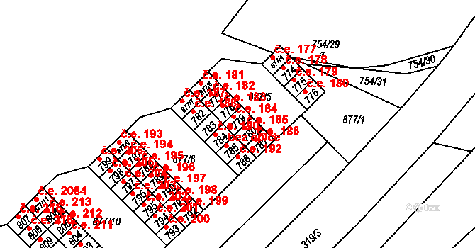 Brno 39476782 na parcele st. 779 v KÚ Lesná, Katastrální mapa