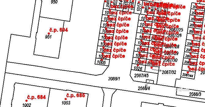 Praha 40482782 na parcele st. 1006 v KÚ Kbely, Katastrální mapa