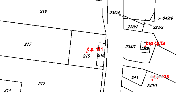 Děhylov 111 na parcele st. 215 v KÚ Děhylov, Katastrální mapa