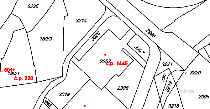 Kateřinky 1445, Opava na parcele st. 2257 v KÚ Kateřinky u Opavy, Katastrální mapa