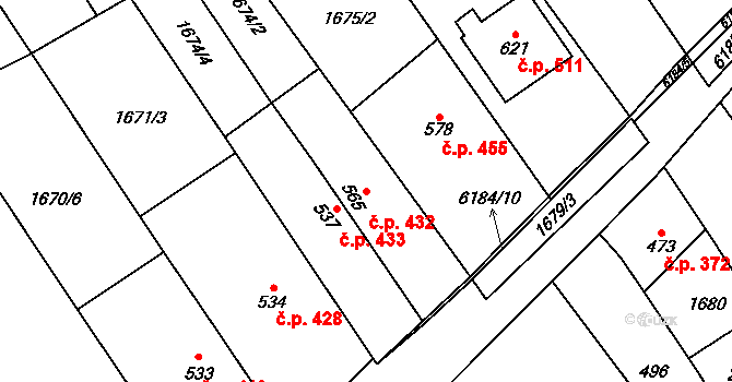 Březolupy 432 na parcele st. 565 v KÚ Březolupy, Katastrální mapa